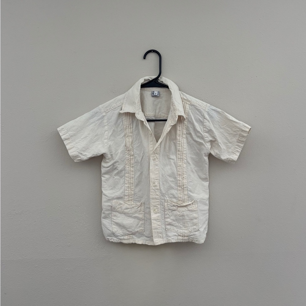 Cream Short Sleeve Button-Up Shirt